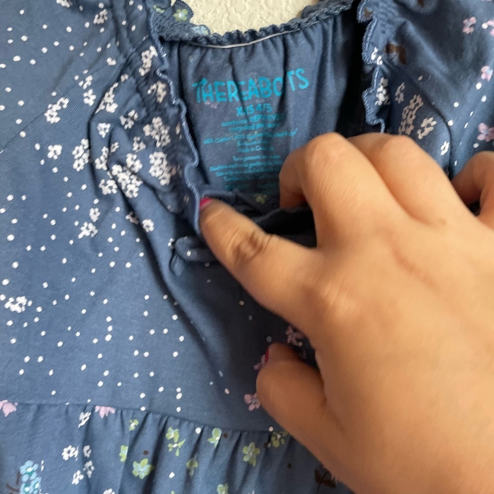 Thereabouts Blue Floral Long Sleeve Dress size XS 4/5-NWT - Picture 3 of 5